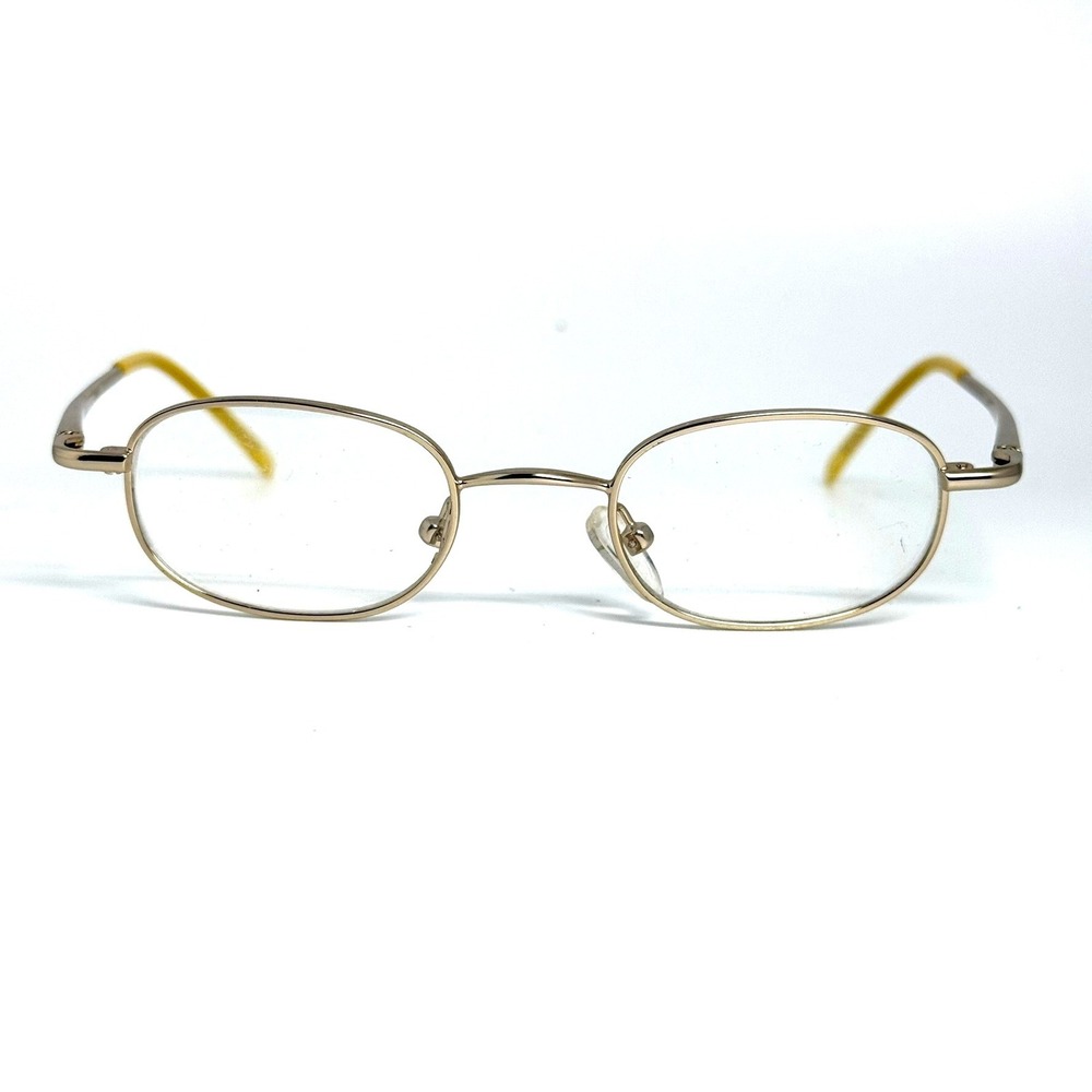 Coast 461 Gold Oval Metal Eyeglass Frames with Yellow Temple Tips